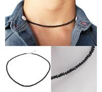 Collana da uomo in argento 925 girocollo surfista con pietre dure Spinello nero