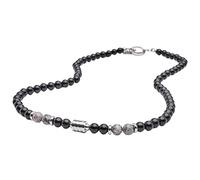 Collana Da Uomo In Cristallo Da 6 Mm con Perline di Ossidiana Nera,Per Donne e Uomini,Con Perline di Pietre Preziose Naturali,Chiusura Ot,Regalo Per Donne,Padre,Compleanno,Pietra Mappa + Ossidiana
