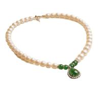 Collana da uomo in giada, con perle d'acqua dolce naturali, ciondolo in giada da donna, regalo per la festa della mamma, festa internazionale della donna, stile elegante e leggero, regalagli un regalo