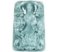 Collana da uomo in giada naturale, giadeite blu acqua divina drago dea della misericordia piastra drago ghiaccio giada ciondolo di alta qualità gioielli alla moda, dargli un regalo