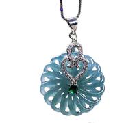 Collana da uomo in giadeite con ciondolo a forma di fiore, accessori per talismani, pietra preziosa, vera giada, regali di moda per le donne