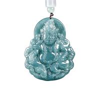 Collana da uomo in giadeite naturale blu acqua e giallo ricchezza ciondolo Dio squisito e alla moda collana di giada tipo ghiaccio regalo uomo e donna