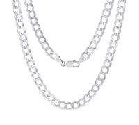 Collana Da Uomo In Oro Bianco 14K Con Maglia Cubana Da 7Mm, Fatta In Italia, 22"