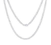 Collana Da Uomo In Oro Bianco 14K Con Maglia Cubana Di 3Mm Fatta In Italia 24"