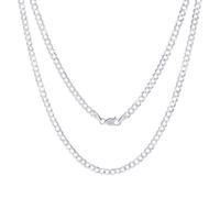 Collana Da Uomo In Oro Bianco 14K Con Maglia Cubana Di 4Mm Fatta In Italia 26"