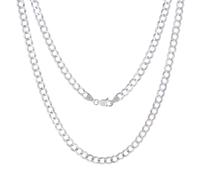 Collana Da Uomo In Oro Bianco 14K Con Maglia Cubana Di 5Mm Fatta In Italia 26"