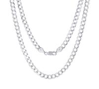 Collana Da Uomo In Oro Bianco 14K Con Maglia Cubana Di 6Mm Fatta In Italia 26"