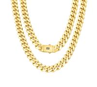 Collana Da Uomo In Oro Giallo 10K Miami Cuban 13mm Monaco Curb Link 20"-30"