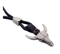 Collana da uomo in pelle nero con DonDon toro testa ciondolo un astuccio nero