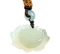 Collana da uomo Naturale Tianwan Giada Bianca Lotus Ciondolo Collana per Le Donne Coppia Regalo Anno Fortunato Etnico Artistico Retrò Gioielli Stile