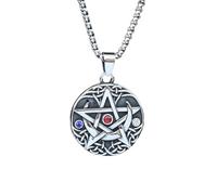 Collana da uomo, NUOVO ciondolo a forma di stella e luna con pietra rossa e blu per gli uomini, collana di gioielli di roccia per lui