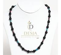 Collana da uomo pietra dura naturale Ematite Onice Nero Diaspro chiusura acciaio