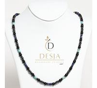 Collana da uomo pietra dura naturale Onice Nero Diaspro Ematite chiusura acciaio