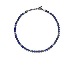 Collana da uomo Police Lapislazzuli Ematite Nero Blu Perline Collana con colletto a catena Gioielli da uomo