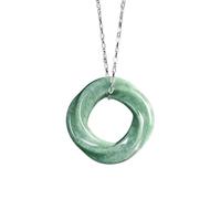 Collana da uomo, smeraldo giada verde pisello M?bius ciondolo a striscia giadeite amuleti moda smeraldo naturale gioielli regali per uomini donne