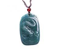 Collana da uomo, smeraldo naturale reale a smeraldo giada blu acqua drago ciondolo amuleti gioielli regali maglione catena uomo donna