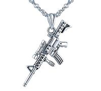 Collana da uomo Yumilok in argento Sterling 925 PUBG M416 con ciondolo a forma di pistola, Argento sterling, Zirconia cubica