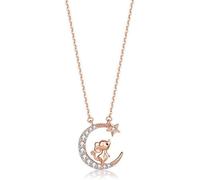 Collana d'Argento, S925 Collana in Argento Sterling per Le Donne Grazia Zircone Collana Oro Rosa Little Mouse Pendente Collana Zodiaco Cinese Collana Regalo Gioielli