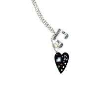 Collana decorativa con ciondolo a forma di cuore con ciondolo in acrilico glitterato, nota musicale e lunga catena per outfit styling collana con ciondolo a forma di cuore acrilico glitter nota