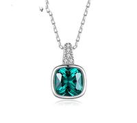 Collana degli Accessori per Donne Emerald Square Green Trendy Minimalista Minimalista Collane a Sospensione da Donna Unica Delicata Coreana