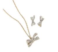 Collana Del Ciondolo A Ciondolo Bowknot E Orecchini Combinati Da Donna Graziose Stalloni Per Le Orecchie Della Raccolta Gioielli Eleganti Affascinanti