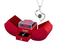 Collana del cuore, scatola di rose con collana | Collane d'amore multilingue per donne con rosa conservata,Gioielli di San per fidanzata, donna, mamma, moglie a San , festa della mamma, compleanno