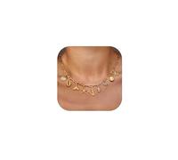 Collana del Fascino Iniziale dell'oro per Donne con Guscio di Guscio di Carta Paper Clip Catena Ciondolo Boho Estate con Mare Spiaggia 14k Starfish surfino Giunti Regalo