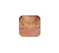 Collana del Fascino Iniziale dell'oro per Donne con Guscio di Guscio di Carta Paper Clip Catena Ciondolo Boho Estate con Mare Spiaggia 14k Starfish surfino Giunti Regalo