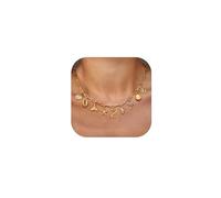 Collana del Fascino Iniziale dell'oro per Donne con Guscio di Guscio di Carta Paper Clip Catena Ciondolo Boho Estate con Mare Spiaggia 14k Starfish surfino Giunti Regalo