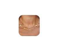 Collana del Fascino Iniziale dell'oro per Donne con Guscio di Guscio di Carta Paper Clip Catena Ciondolo Boho Estate con Mare Spiaggia 14k Starfish surfino Giunti Regalo