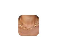 Collana del Fascino Iniziale dell'oro per Donne con Guscio di Guscio di Carta Paper Clip Catena Ciondolo Boho Estate con Mare Spiaggia 14k Starfish surfino Giunti Regalo