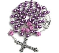Collana del Rosario con Perle cattoliche da Donna Collana con Croce di Gesù con Perline Bling Attractive