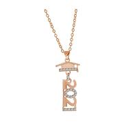 Collana Del Sangue Collana di gioielli minimalisti rotondi con incisione di perle Collane e ciondoli con lettere di personalità da donna C Collana (Rose Gold, One Size)