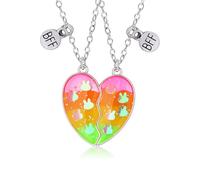 Collana Dell Amicizia per 2, BFF Collane con Ciondolo Bunny, Best Friends Cuore Collane Argento, Regali di Pasqua Compleanno Laurea San Valentino Gioielli per Bimba Ragazze Donne Amici Sorelle