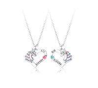 Collana Dell Amicizia per 2 Ragazze, BFF Collane con Ciondolo Unicorno, Big Sister Little Sister Best Friends Cuore Collane Strass, Regali di Gioielli di San Valentino per Bambini Madre Amici Sorelle