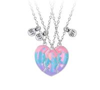 Collana Dell Amicizia per 3 Bimba, BFF Collane Unicorno, Best Friends Collane Magnete, Catena Collana Donna con Ciondolo Cuore, Amicizia Compleanno Laurea San Valentino Gioielli Regalo per Ragazze
