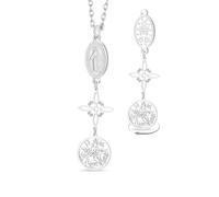 Collana della Vergine Maria Collana con nodo delle streghe tetragramma e pentagramma Ciondolo con nodo celtico Tripla protezione Stregoneria Pagano Cristiano Religioso Gioielli Donna Uomo (Argento)