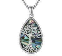 Collana dell'albero della vita in argento 925 Ciondolo a goccia dell'albero genealogico Gioielli in conchiglia Abalone Festa della mamma Anniversario Regali di compleanno per donne Madre Mamma