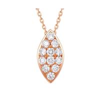 Collana dell'amicizia Amore, collana da donna in oro rosa con ciondolo a forma di marchese con taglio rotondo diamante, Oro rosa 18 K, Diamante
