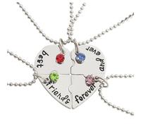 Collana delle migliori amiche - Collane con cuore diviso, pendenti in argento con stella luminosa da donna | Amicizia a cuore impiombato - Collana con ciondolo Best Friends Forever - Miglior ciondolo