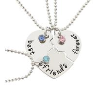 Collana delle migliori amiche - Collane con cuore diviso, pendenti in argento con stella luminosa da donna | Amicizia a cuore impiombato - Collana con ciondolo Best Friends Forever - Miglior ciondolo