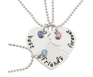 Collana delle migliori amiche - Collane con cuore diviso, pendenti in argento con stella luminosa da donna | Amicizia a cuore impiombato - Collana con ciondolo Best Friends Forever - Miglior ciondolo