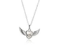 Collana di ali d'angelo in argento 925 con ciondolo cuore per le donne donna, d'amore delicata di cuori, catene di amicizia regali di gioielli per i bambini ragazze la figlia e comunione di battesimo