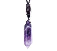Collana Di Ametista - Gioielli In Naturale, Collana In Pietra | Forniture Per Pendenti In Pietra Preziosa Esagonale Fatto A Mano, Ciondolo Energetico Spirituale