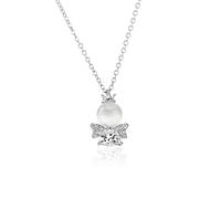 Collana di angeli in argento 925 con ciondolo di angelo custode per donne donna, perle zirconia glitterata Collana custodi Catene di amicizia Regali di gioielli per bambini ragazze battesimo comunione