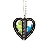 Collana Di Apatite Blu Neon + Peridoto Grezzo. Modello Cuore.