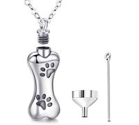 Collana di cremazione per ceneri, collane di urna d'argento per pet dog Paw Memorial Ashes Gioielli fascino per sempre nel mio cuore, ciondolo medaglione di frassino con kit di riempimento