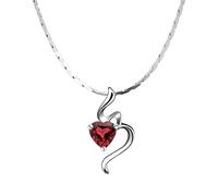 Collana di cristallo curativo al quarzo Collana con ciondolo a cuore d'amore realizzata con gioielli in granato Regali per donne, Collana in argento Collana con ciondolo a punta di cristallo da