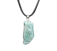 Collana di Cristallo di Amazzonite Naturale,Pietra Preziosa Grezza Irregolare con Cordino Intrecciato,Collana con Ciondolo,Collana di Cristallo Curativo Reiki,Regalo di Gioielli Chakra per Donne