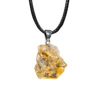Collana di Cristallo di Citrino Naturale,Pietra Preziosa Grezza Irregolare con Cordino Intrecciato,Collana con Ciondolo,Collana di Cristallo Curativo Reiki,Regalo di Gioielli Chakra per Donne e